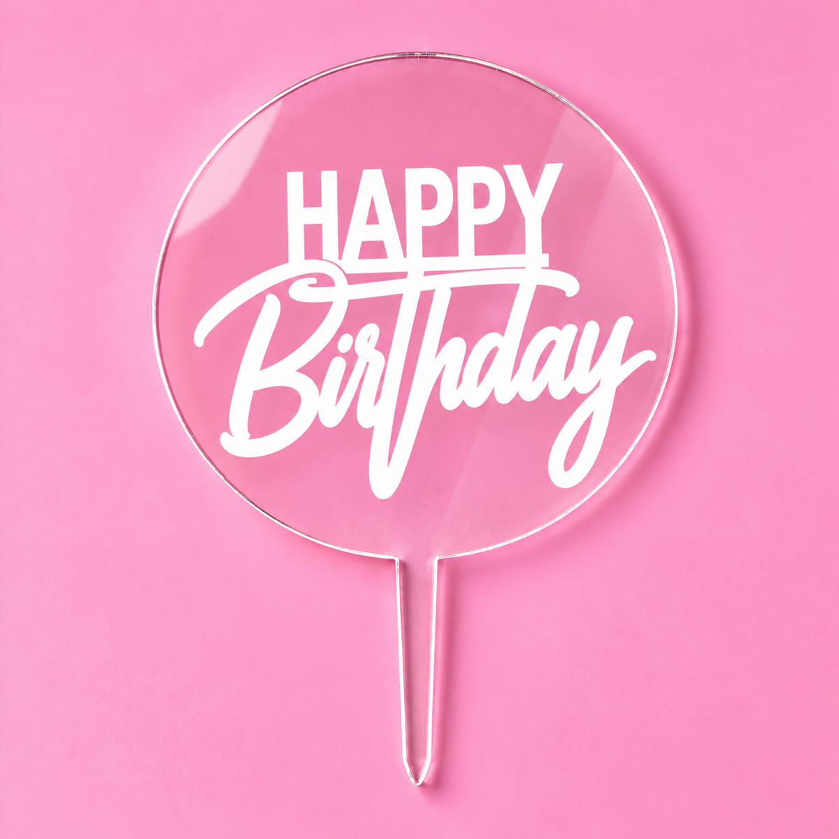 Clear acrylic Happy Birthday doughnut topper