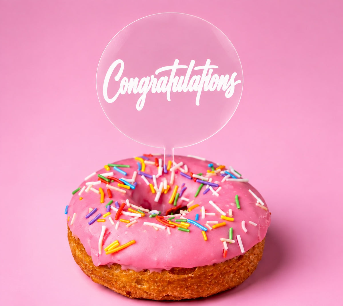 Clear acrylic Congratulations doughnut topper