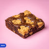 Gluten free vegan biscoff brownie topped with golden caramelised biscuit spread
