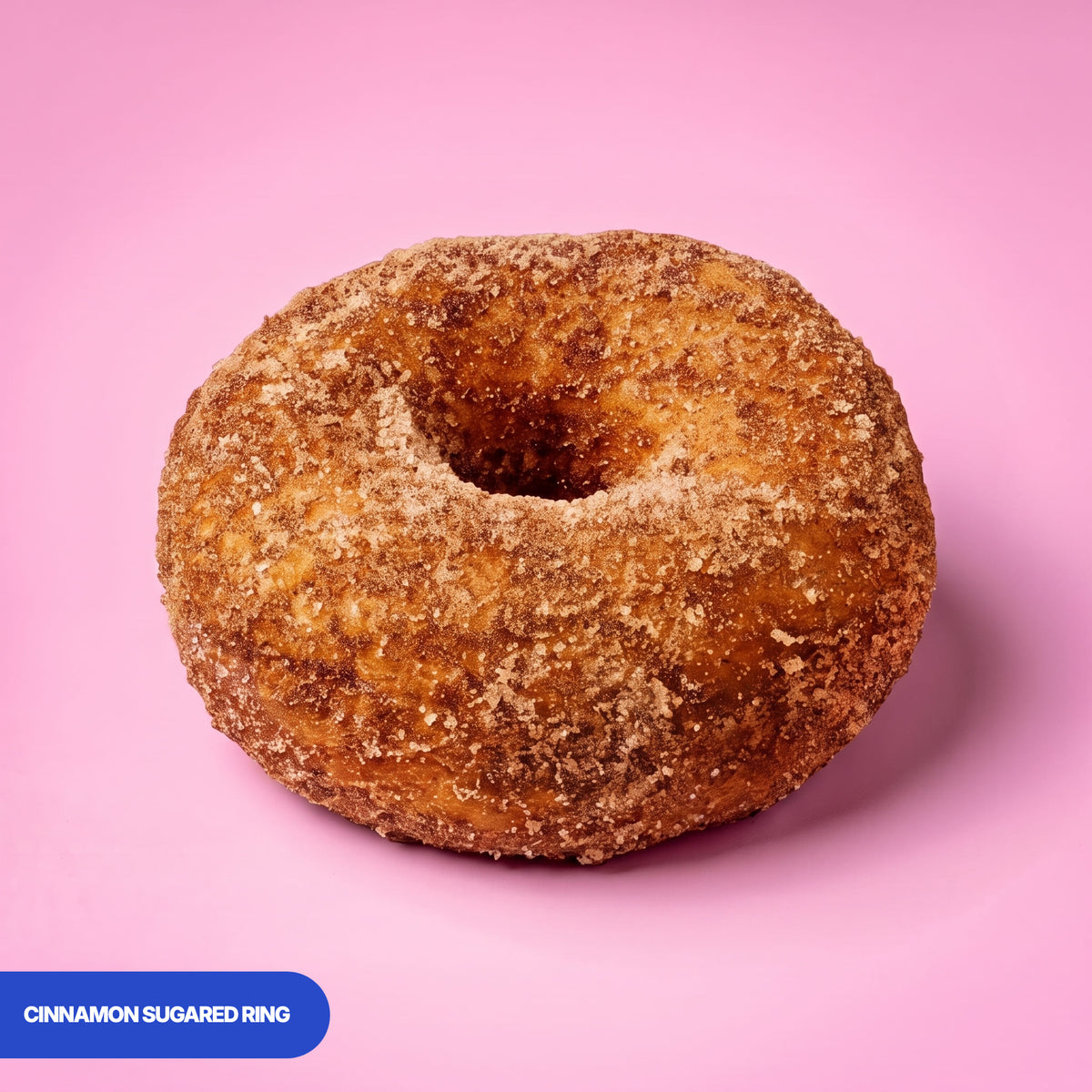 Gluten free oat free vegan fried ring doughnut rolled in cinnamon sugar