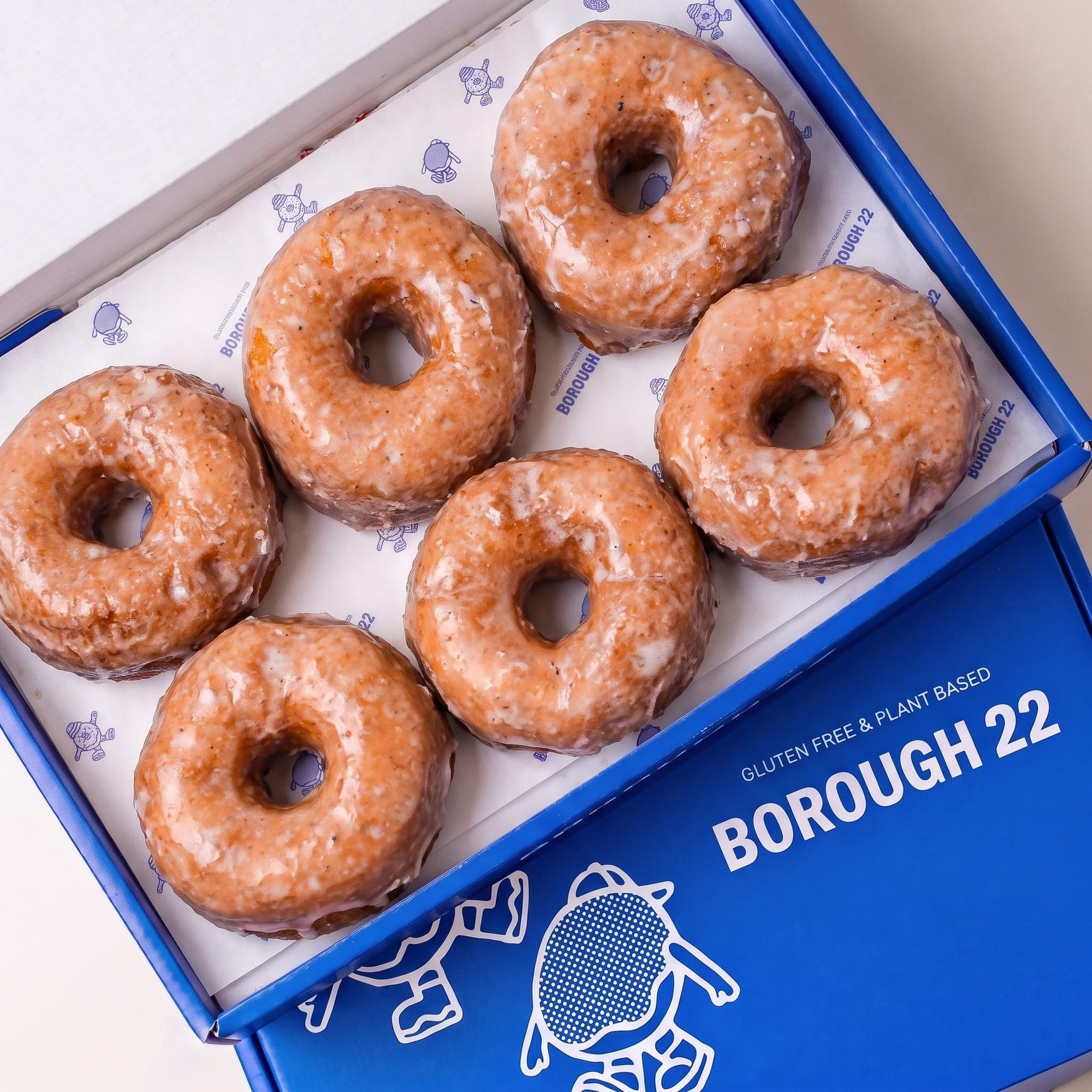 Open Borough 22 box of six gluten free oat free vegan fried original glazed ring doughnuts