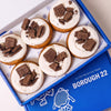 Open Borough 22 box of six gluten free oat free vegan fried cookies and cream doughnuts, topped with vanilla cream and chocolate biscuit pieces
